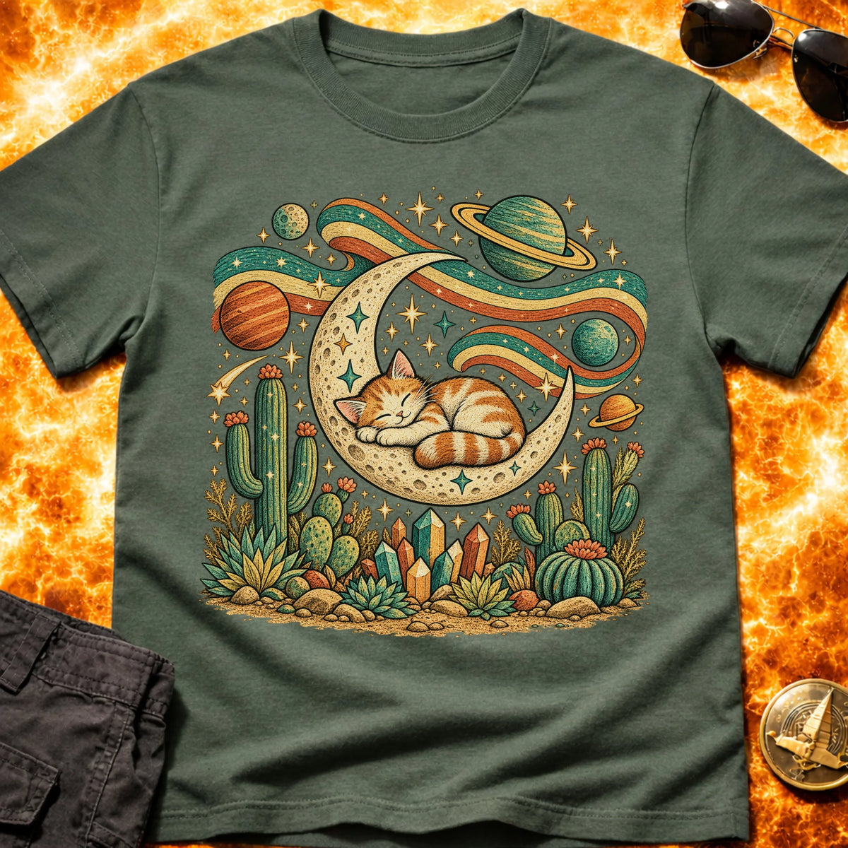 Folk Moon Cat T-Shirt product image 3