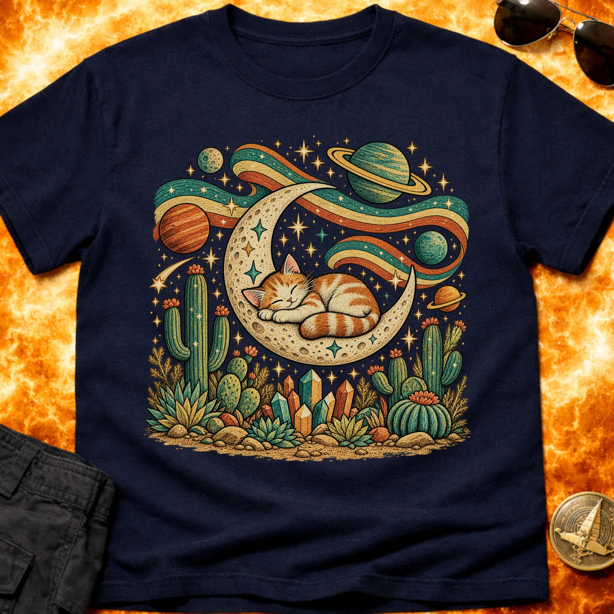 Folk Moon Cat T-Shirt product image 6