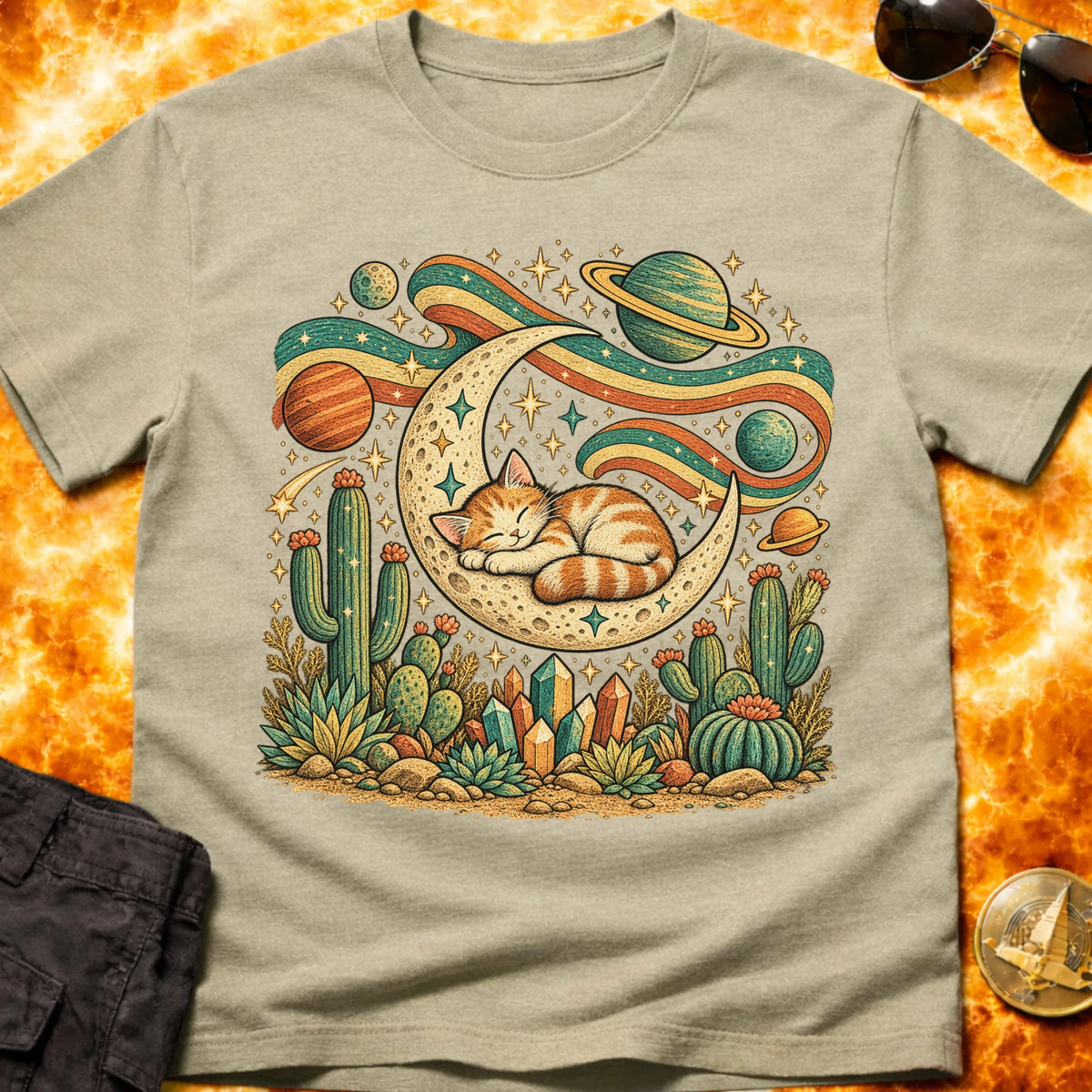 Folk Moon Cat T-Shirt product image 2