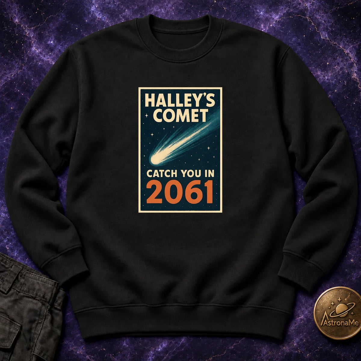 Halleys Comet Catch You In 2061 Crewneck Sweatshirt