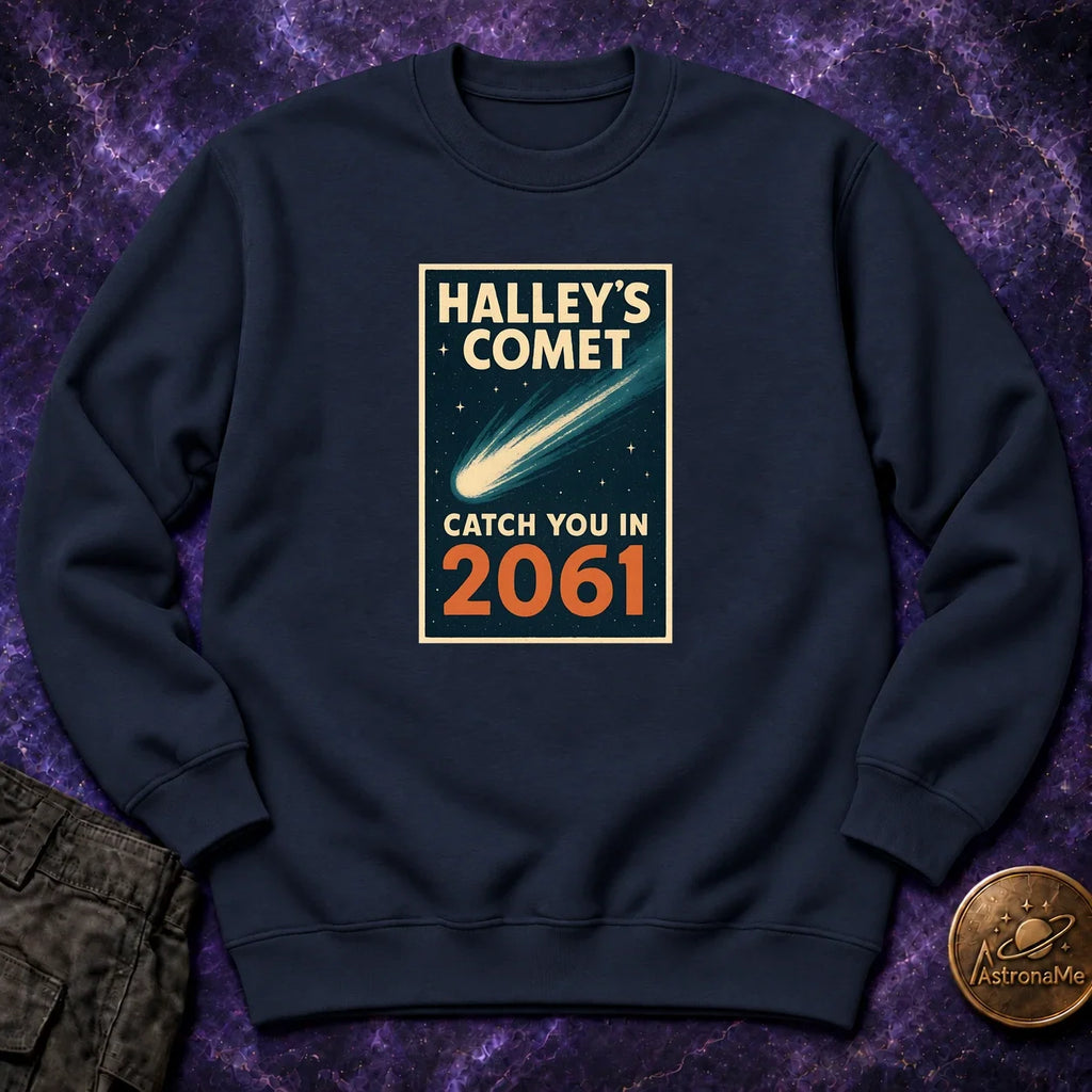 Halleys Comet Catch You In 2061 Crewneck Sweatshirt