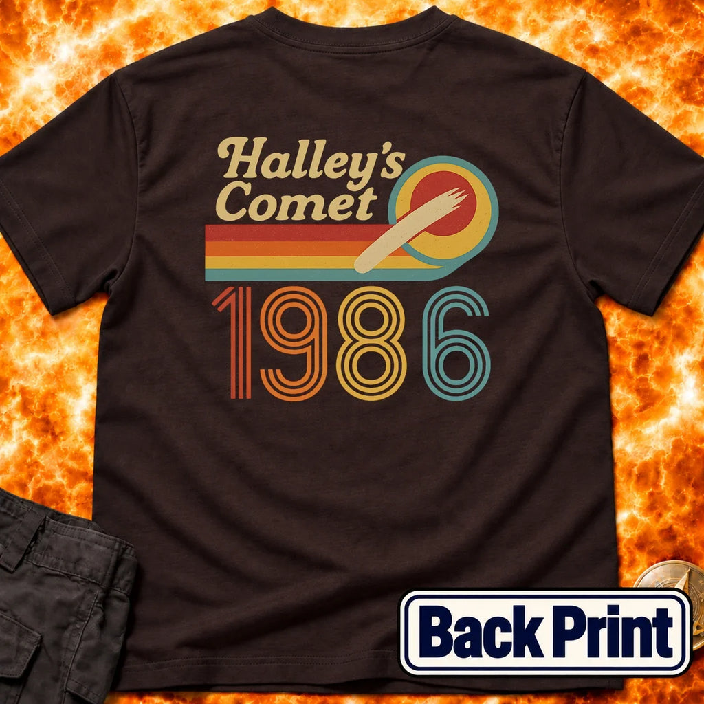 Halleys Comet Retro 1986 Back Print T-Shirt product image 2