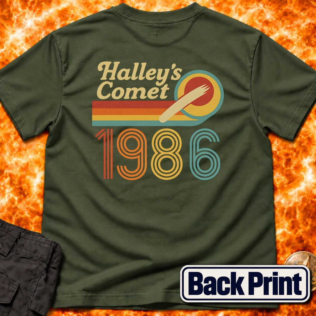 Halleys Comet Retro 1986 Back Print T-Shirt product image 5