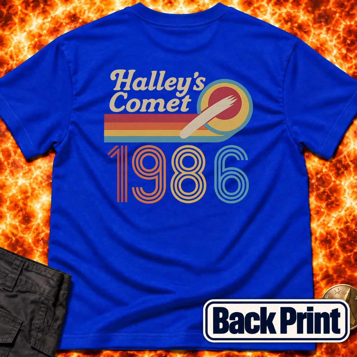 Halleys Comet Retro 1986 Back Print T-Shirt product image 3