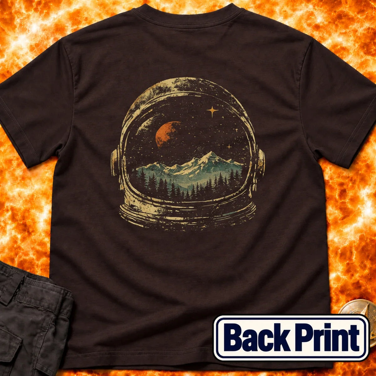 Helmet Landscape Back Print T-Shirt product image 2