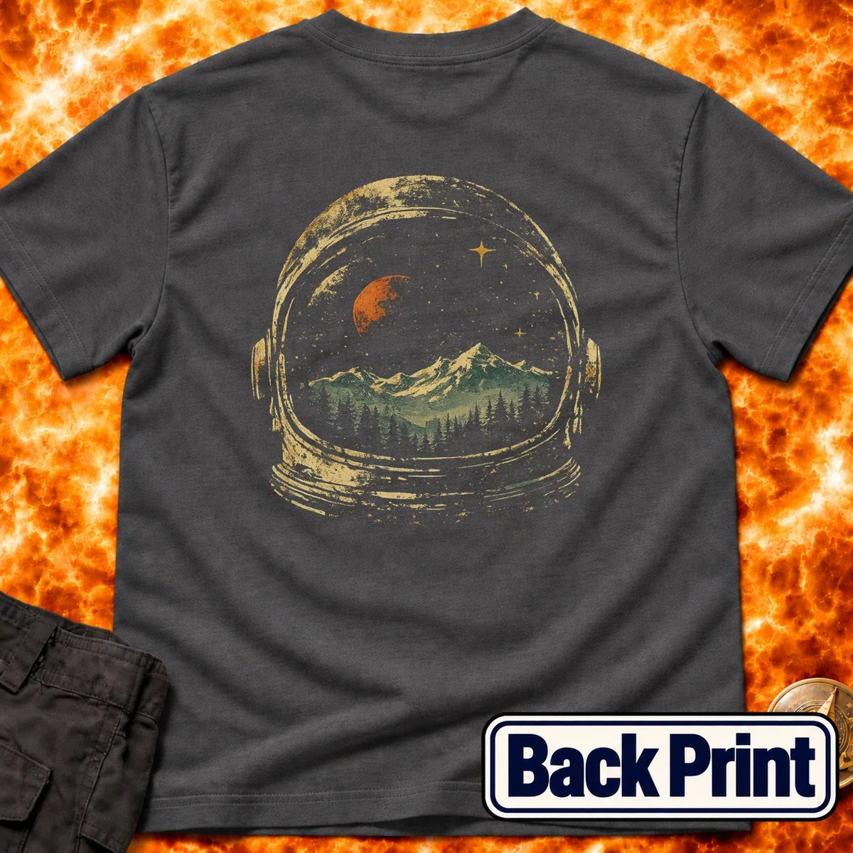 Helmet Landscape Back Print T-Shirt product image 4