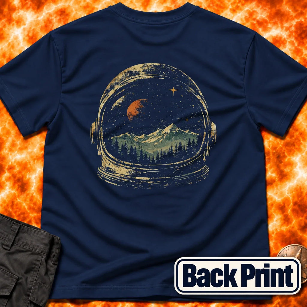 Helmet Landscape Back Print T-Shirt product image 1
