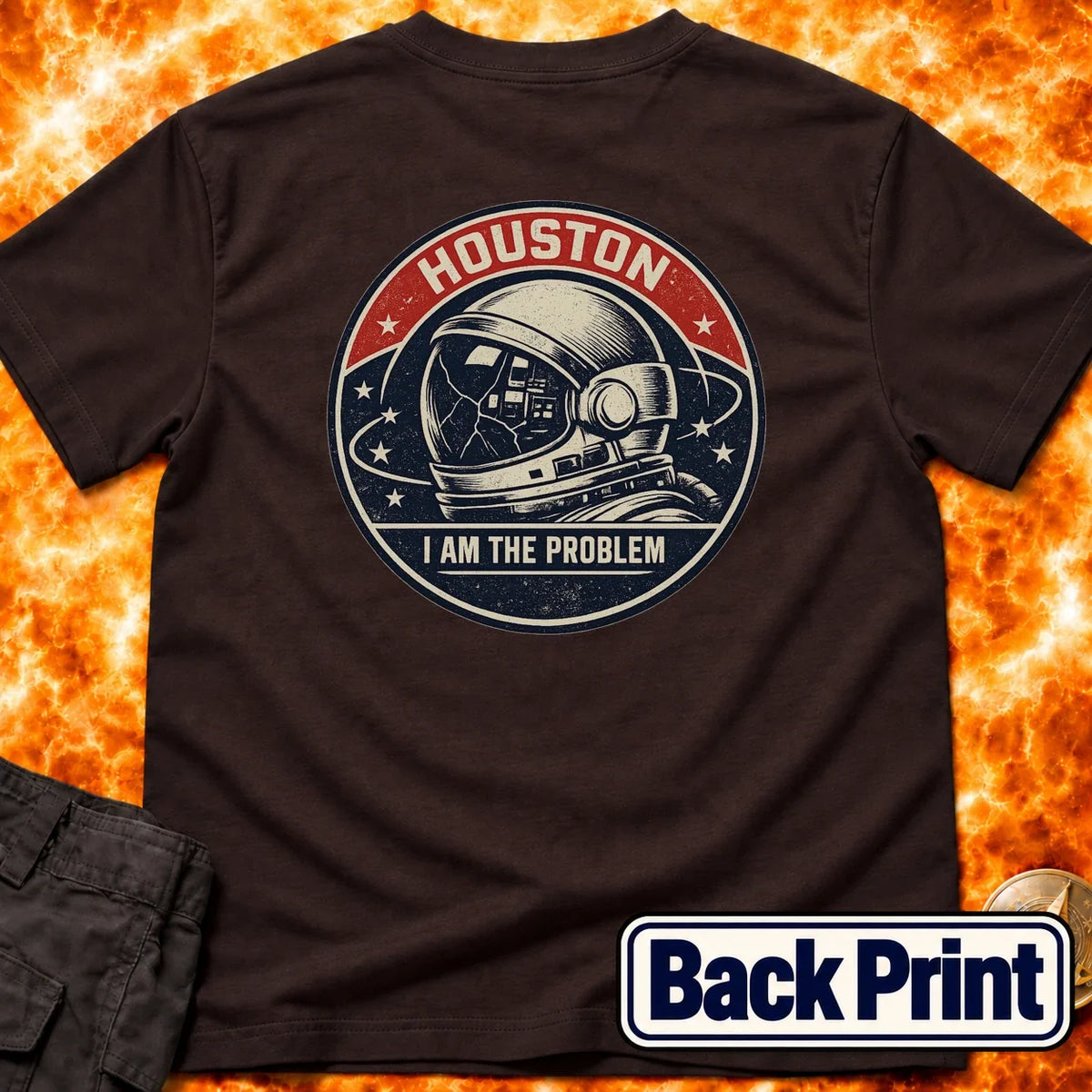 Houston Problem Vintage Mission Patch Back Print T-Shirt product image 2