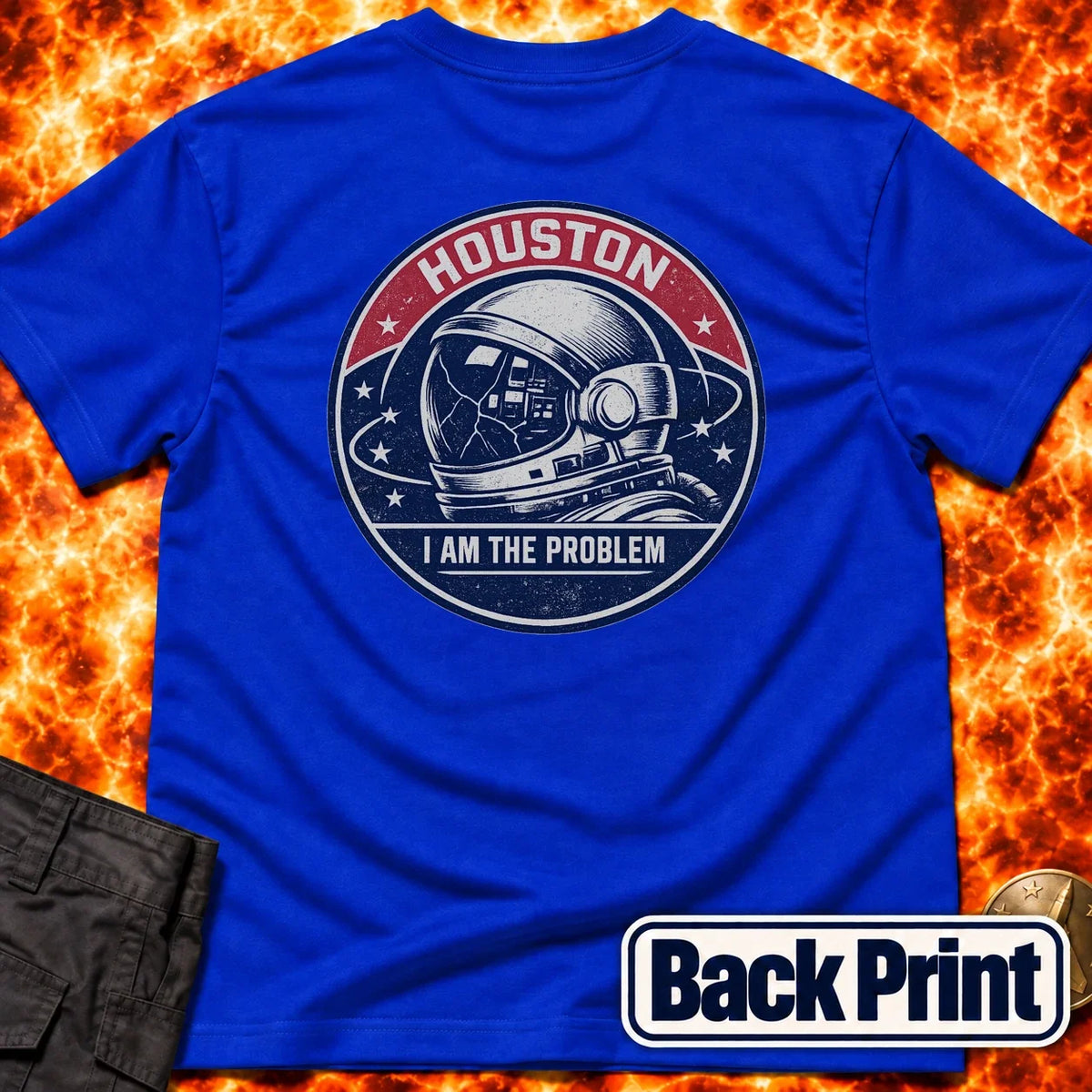Houston Problem Vintage Mission Patch Back Print T-Shirt product image 4