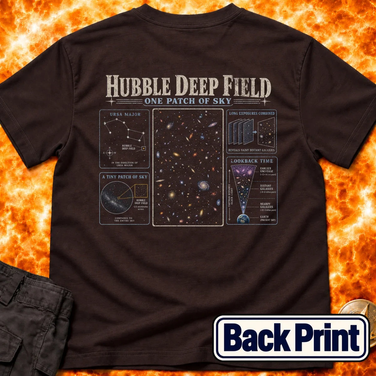 Hubble DeepField Infographic Back Print T-Shirt product image 2