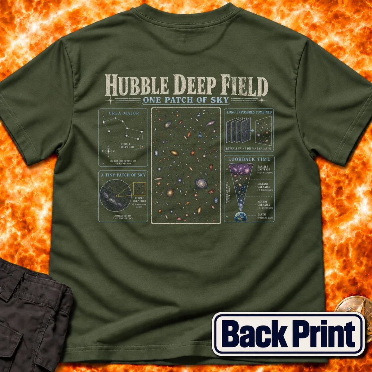 Hubble DeepField Infographic Back Print T-Shirt product image 3