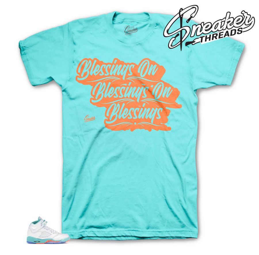 Retro 5 Light Aqua Blessings Shirt