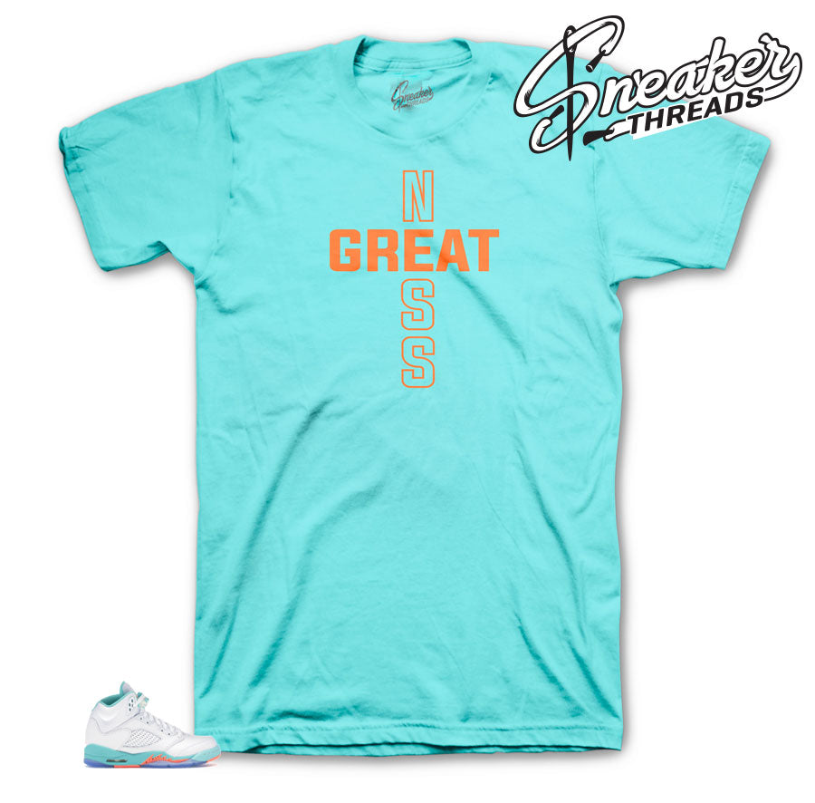 Retro 5 Light Aqua Greatness Cross Shirt