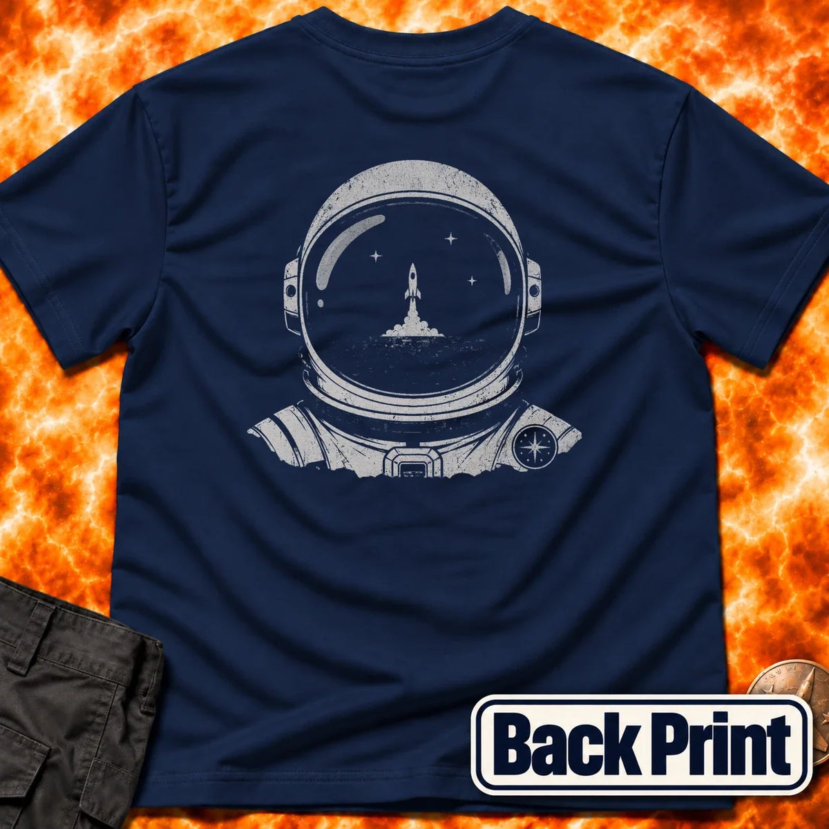 Lift Off Helmet Back Print T-Shirt product image 1