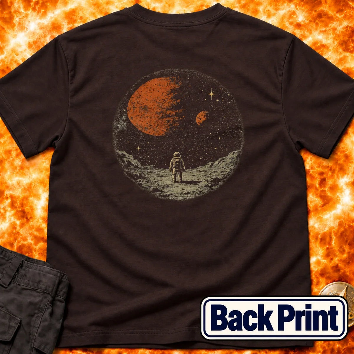 Lone Astornaut View Back Print T-Shirt product image 2