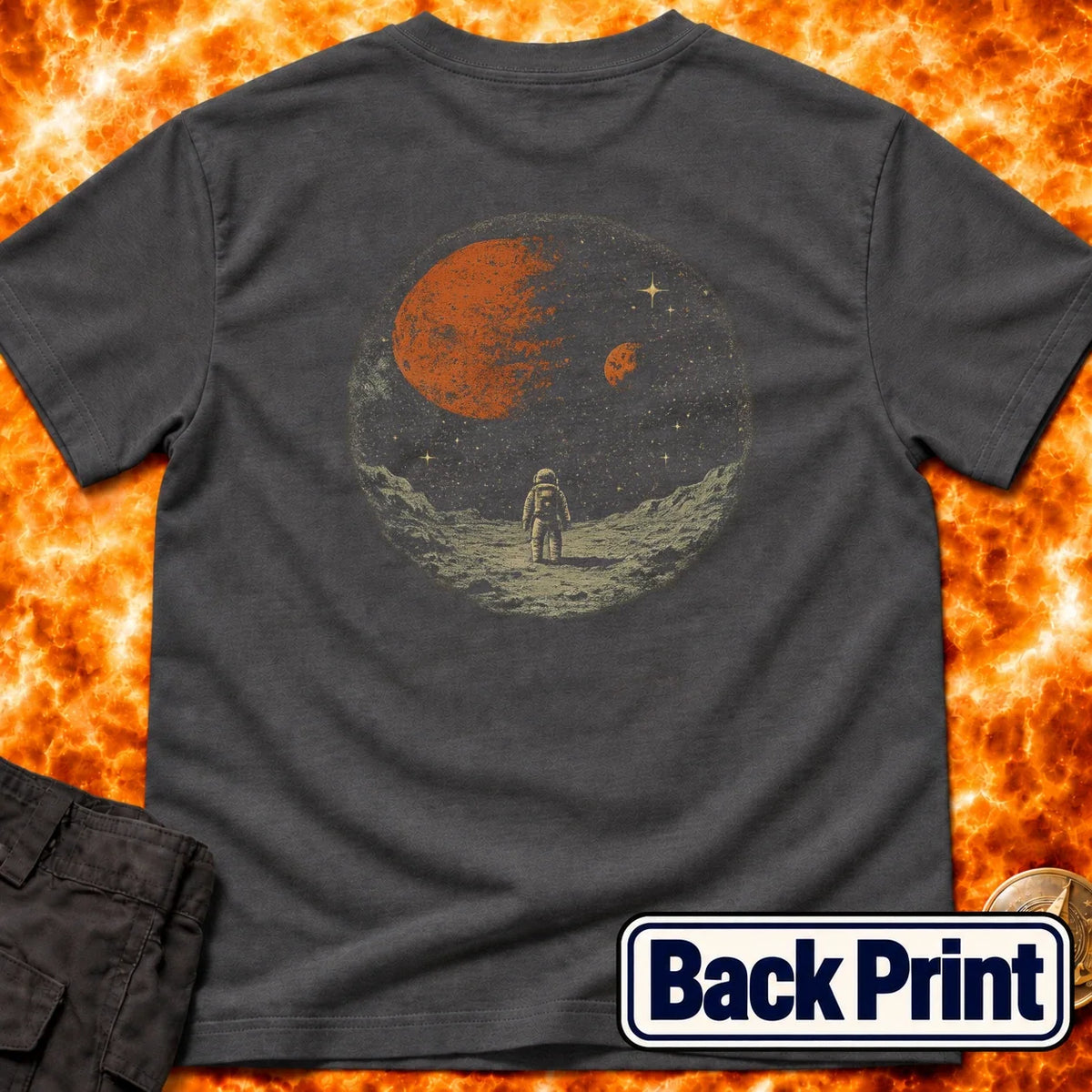 Lone Astornaut View Back Print T-Shirt product image 4