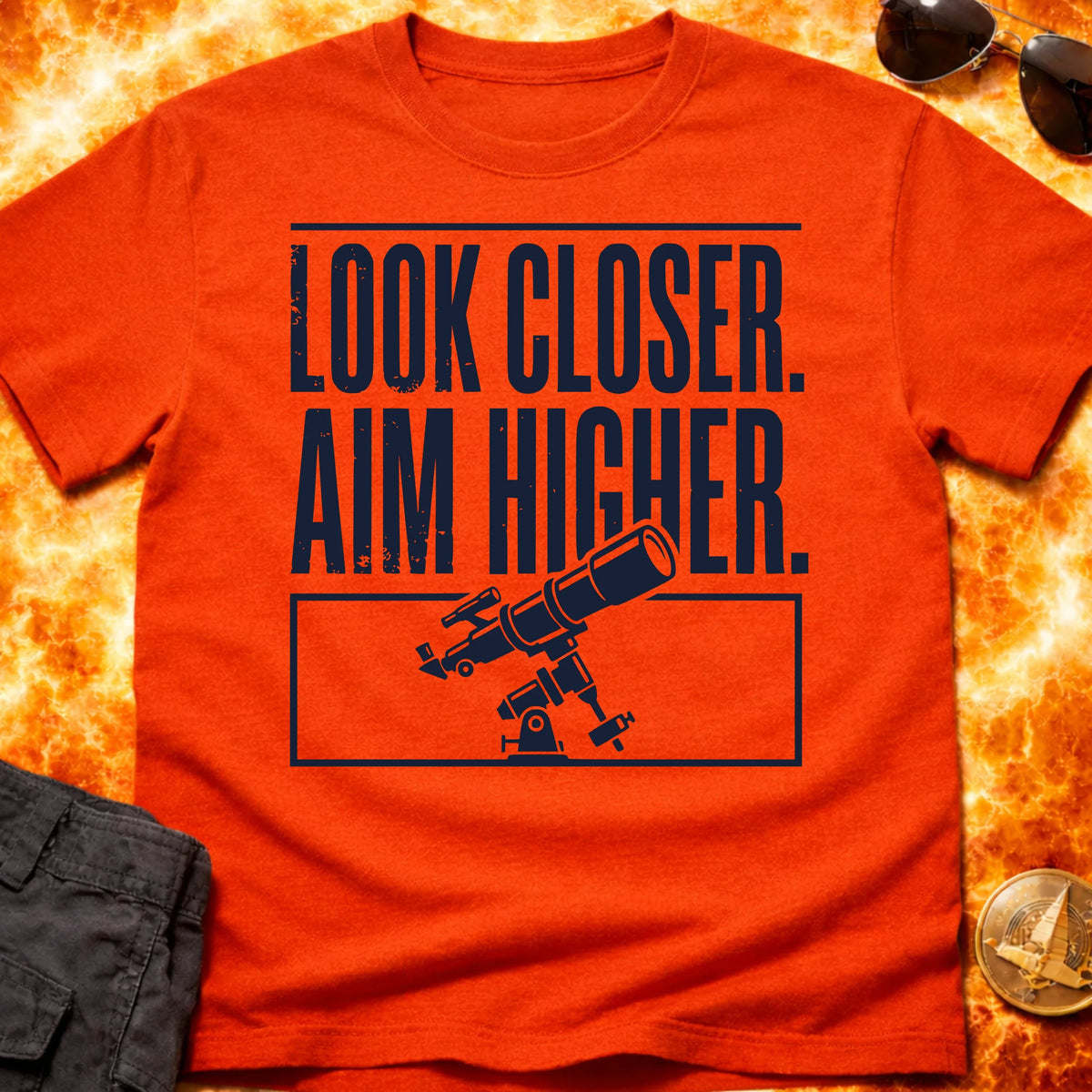 Look Closer Aim Higher Telescope T-Shirt product image 5