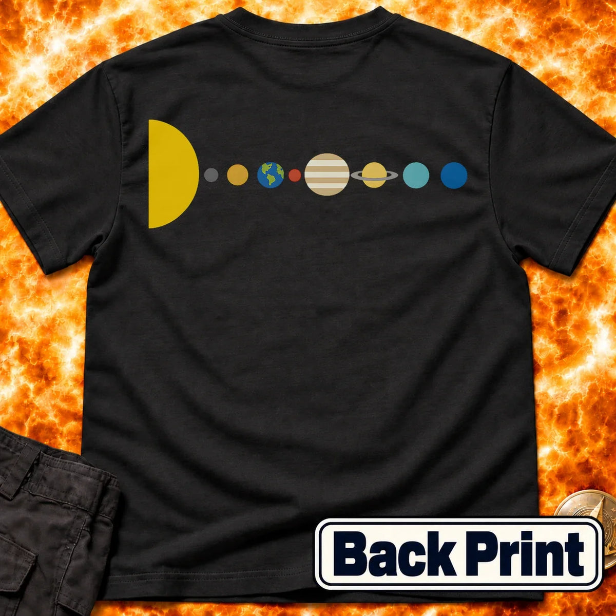 Minimal Solar System Back Print T-Shirt product image 1