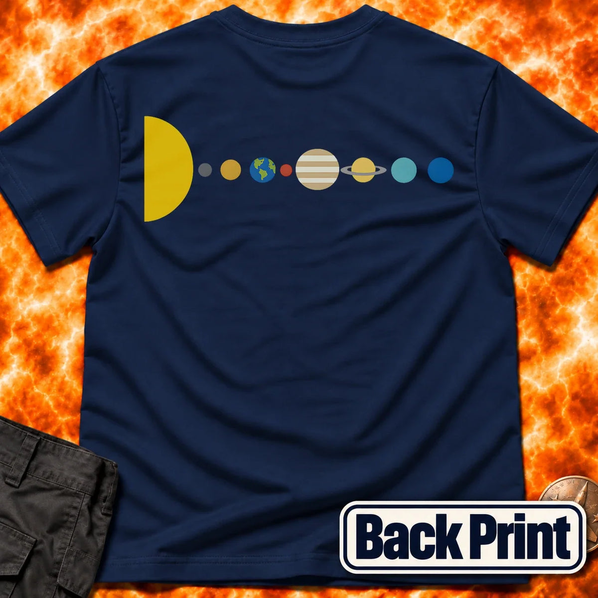 Minimal Solar System Back Print T-Shirt product image 3