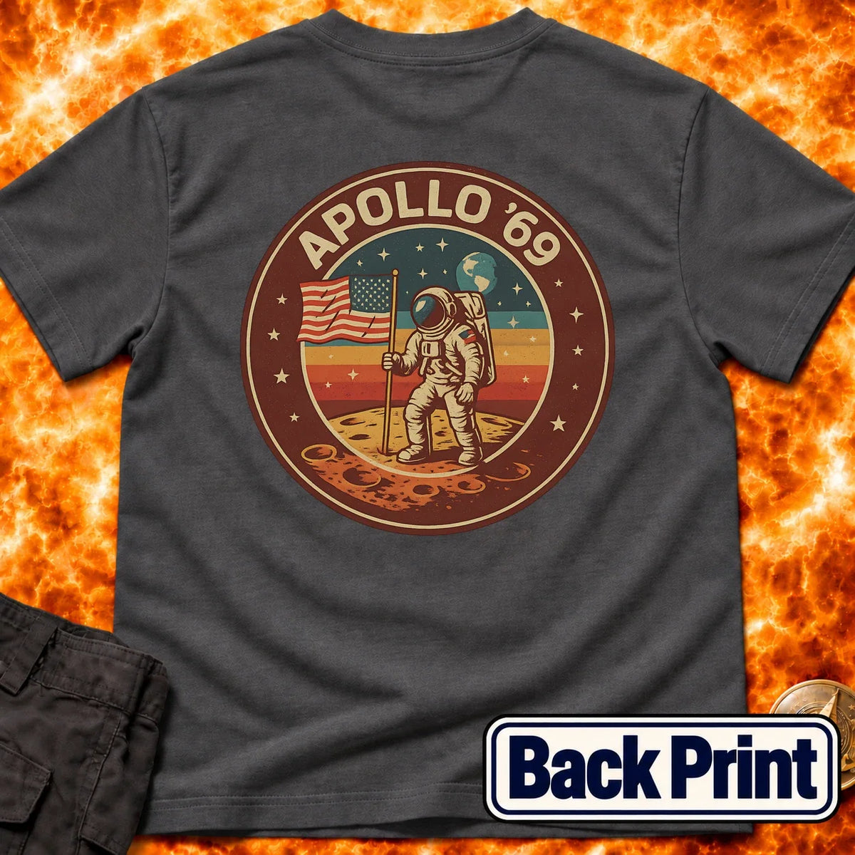 Moon Apollo Patch Back Print T-Shirt product image 5