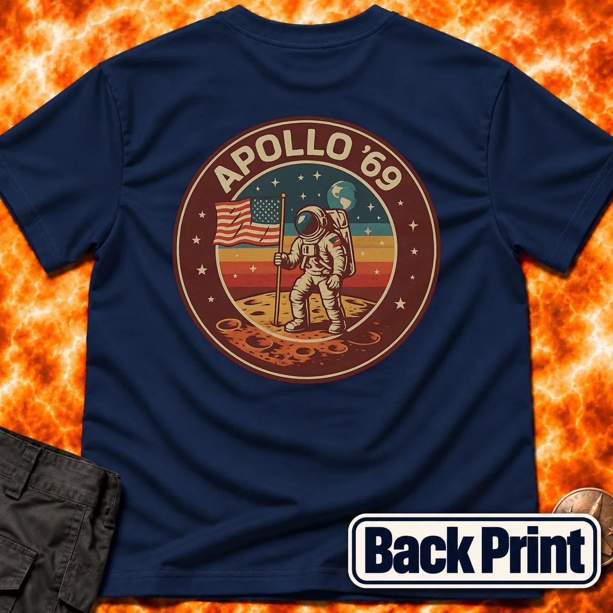 Moon Apollo Patch Back Print T-Shirt product image 4