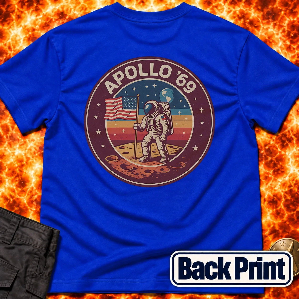 Moon Apollo Patch Back Print T-Shirt product image 6