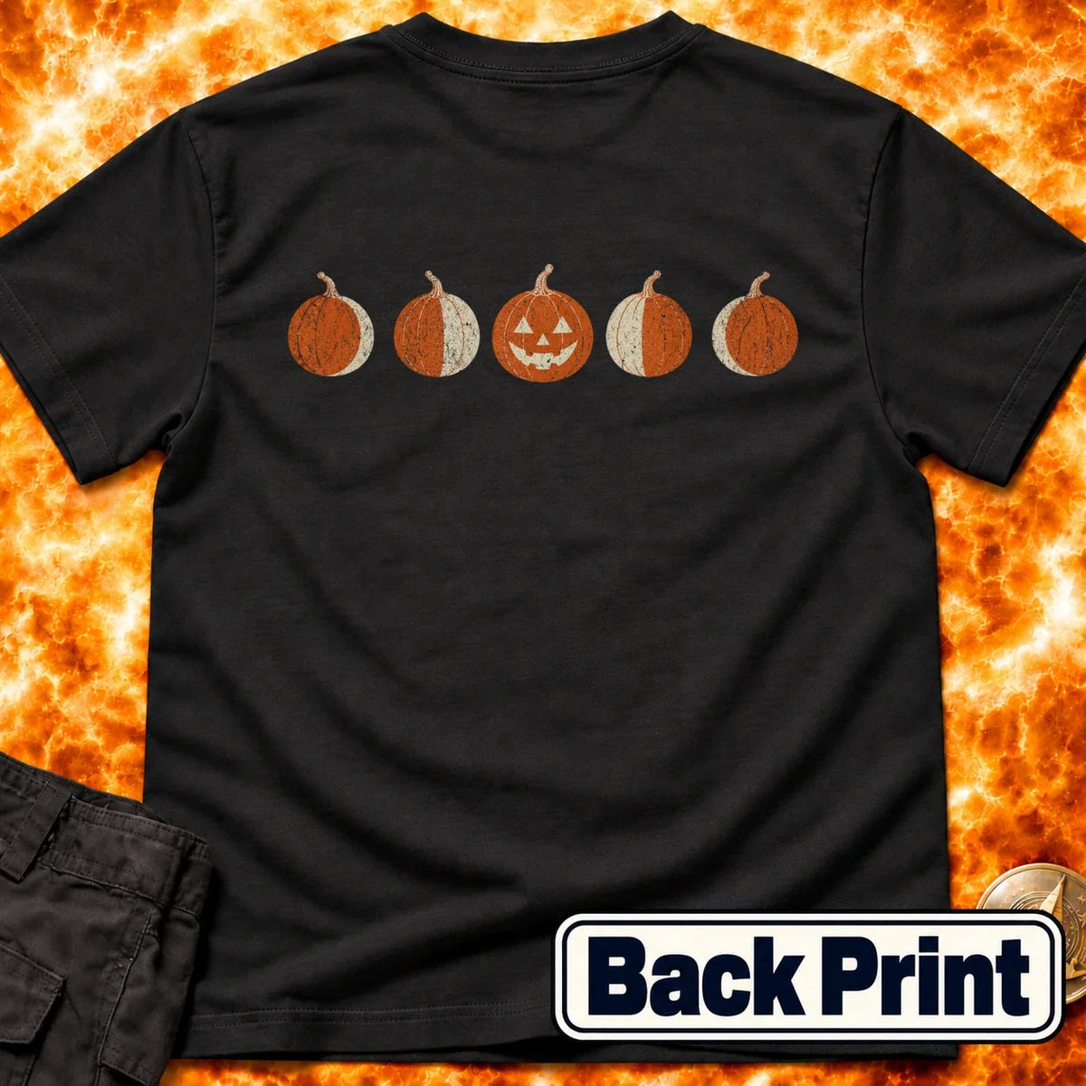 Moon Phase Pumpkins Back Print T-Shirt product image 1