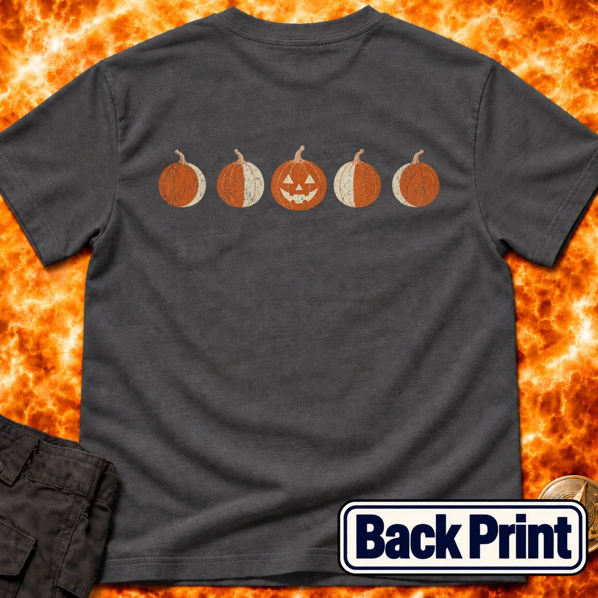 Moon Phase Pumpkins Back Print T-Shirt product image 6