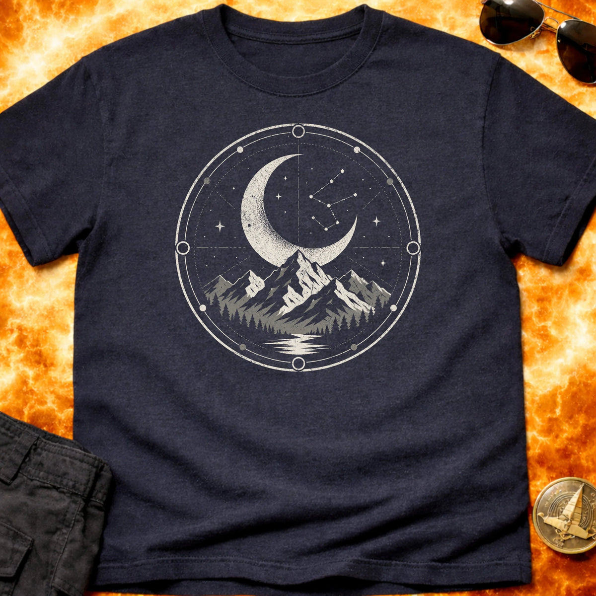 Moonlit Mountain Space Crest T-Shirt product image 6