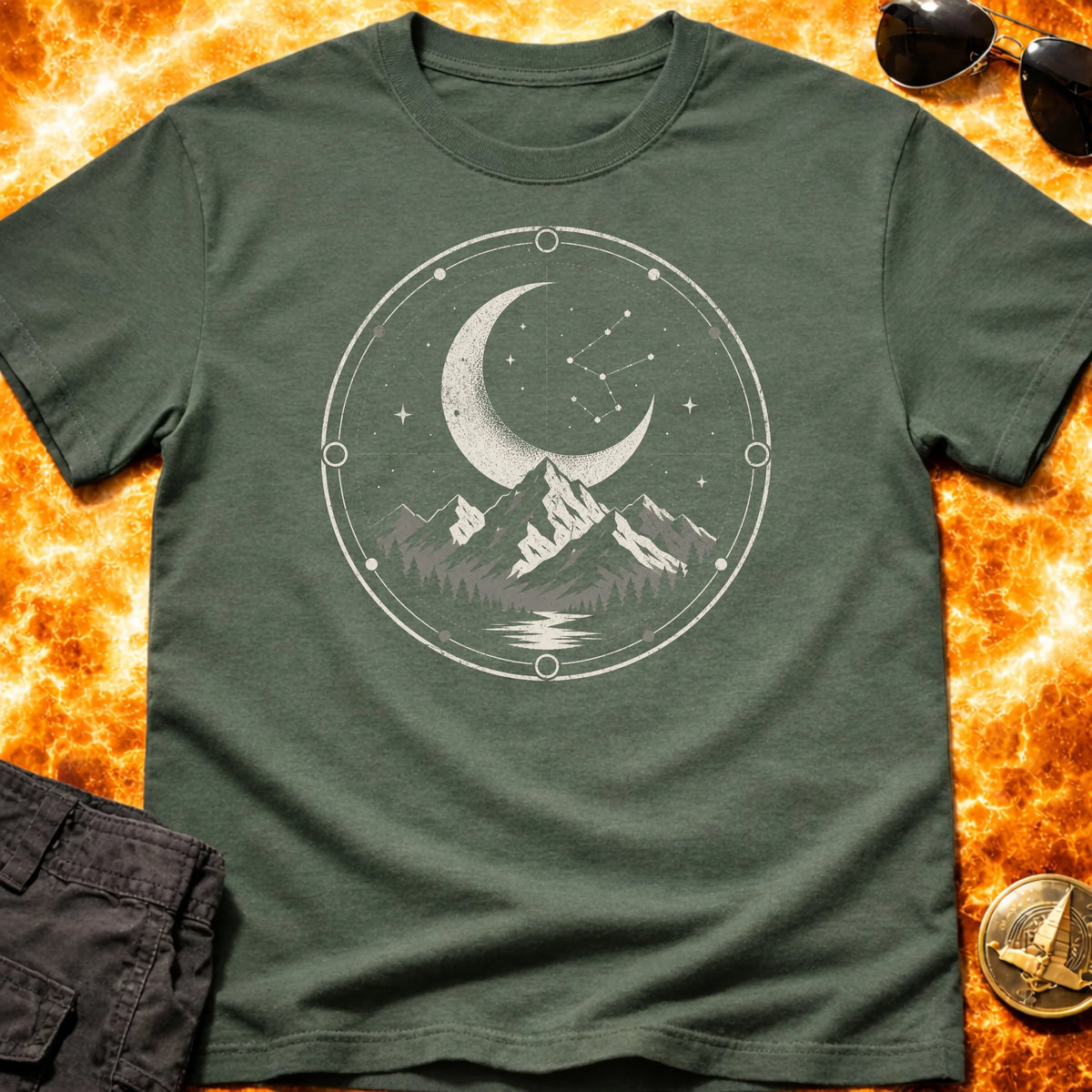Moonlit Mountain Space Crest T-Shirt product image 5