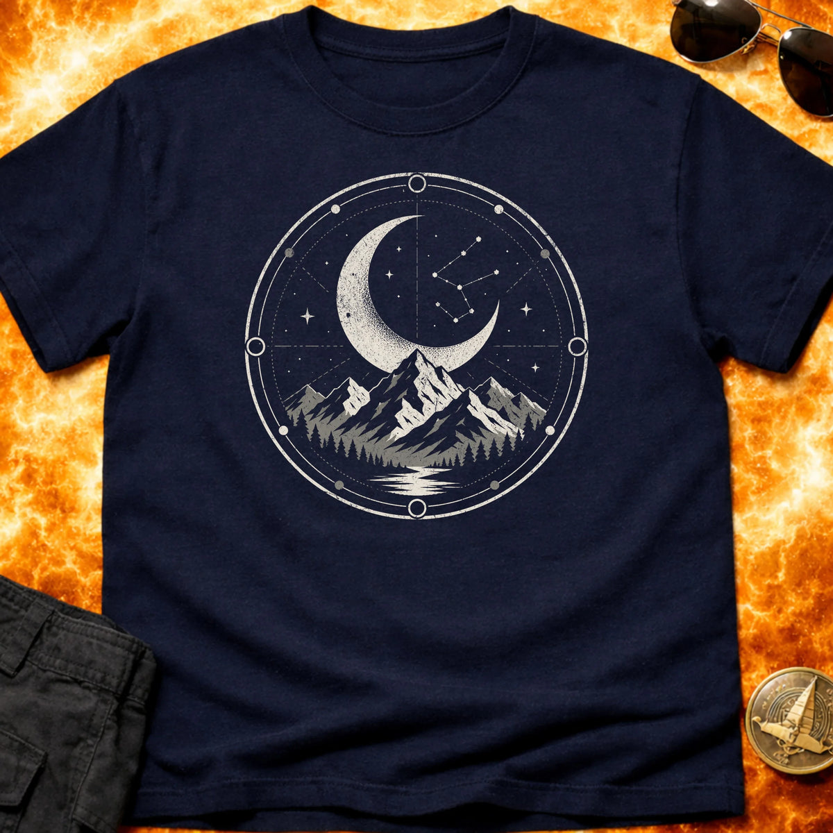 Moonlit Mountain Space Crest T-Shirt product image 1