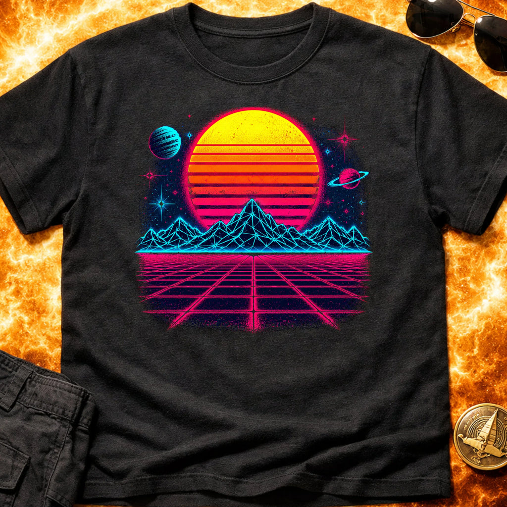 Neon RetroWave Sunset T-Shirt product image 1