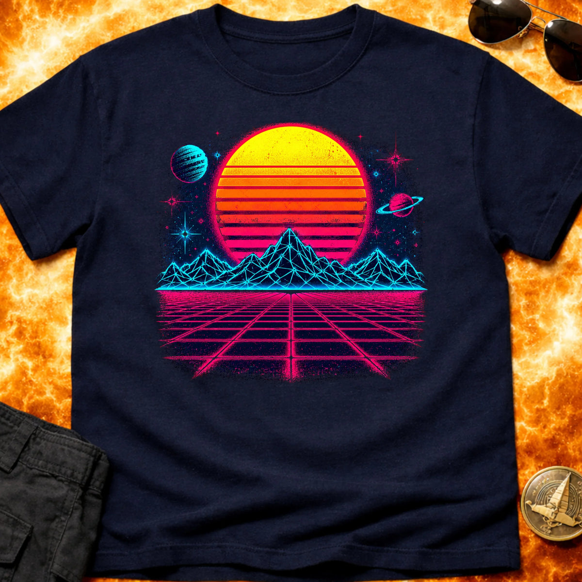 Neon RetroWave Sunset T-Shirt product image 2