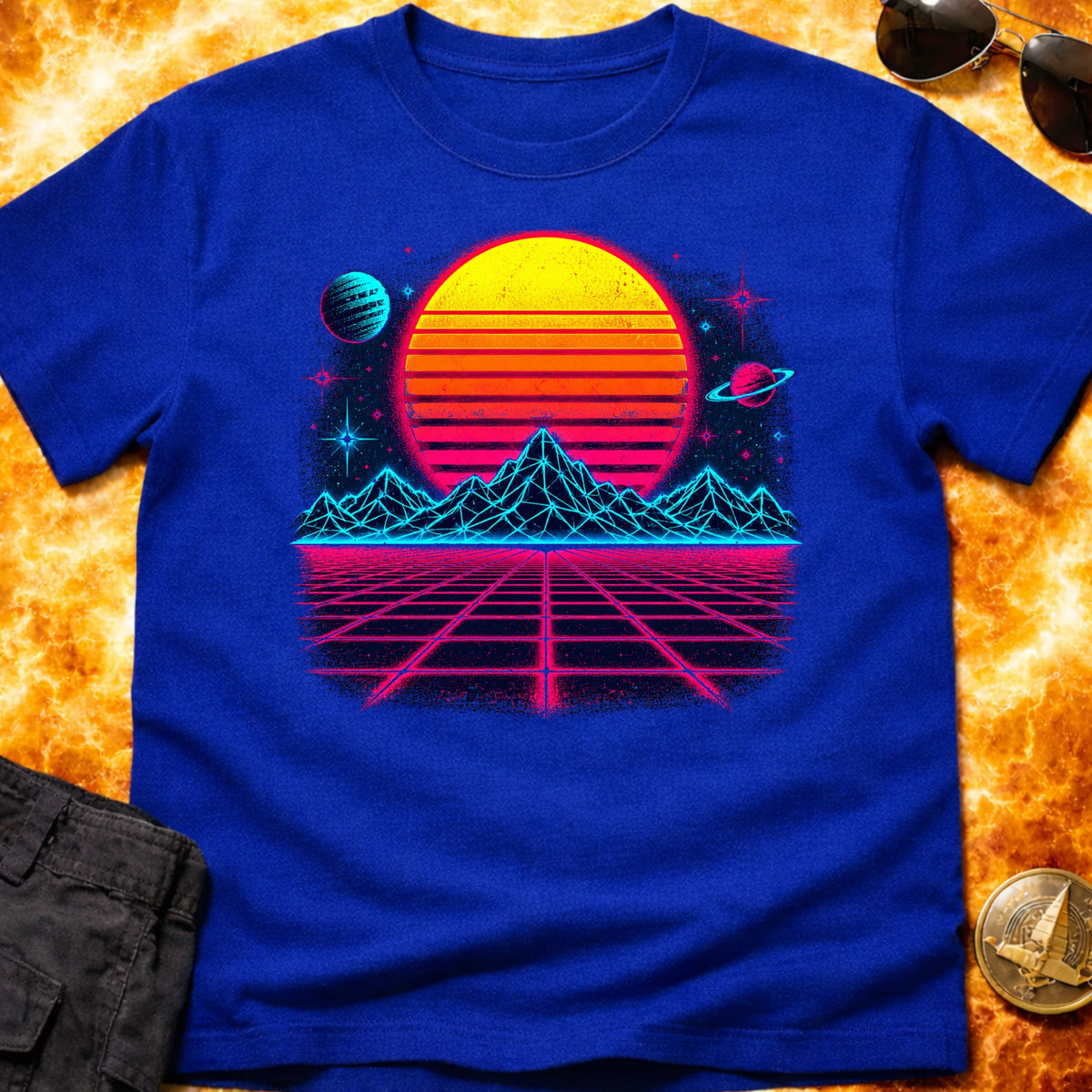 Neon RetroWave Sunset T-Shirt product image 3