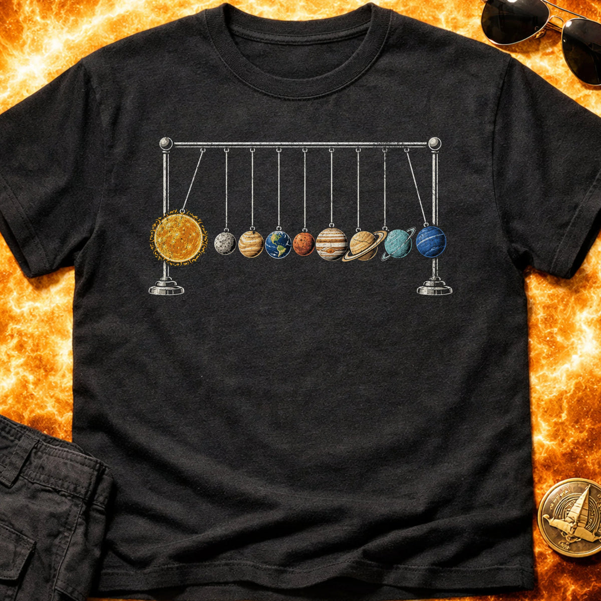 Newton Cradle Solar System T-Shirt product image 6