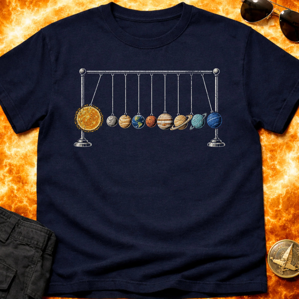 Newton Cradle Solar System T-Shirt product image 5