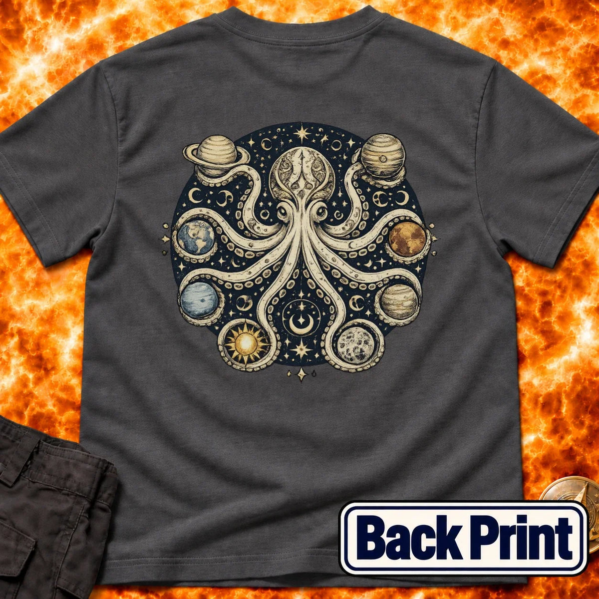 Octopus Planets Back Print T-Shirt product image 6