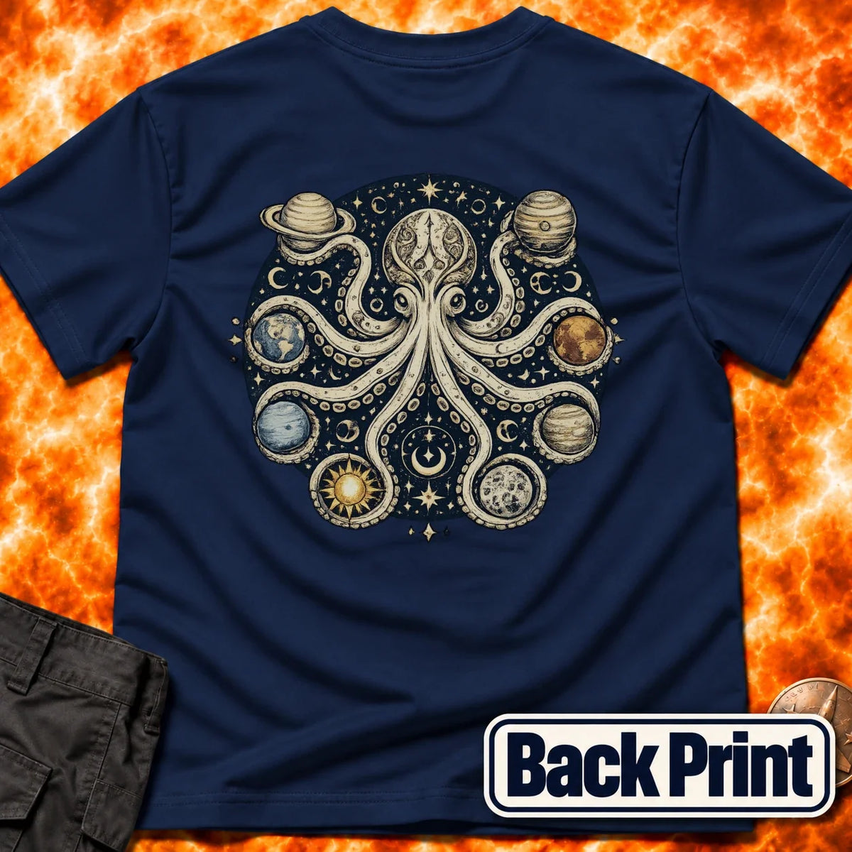 Octopus Planets Back Print T-Shirt product image 1