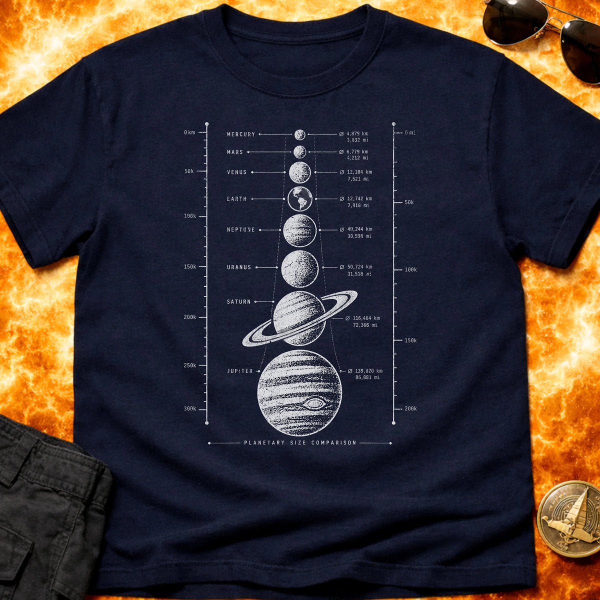 Planet Size Guide T-Shirt product image 1