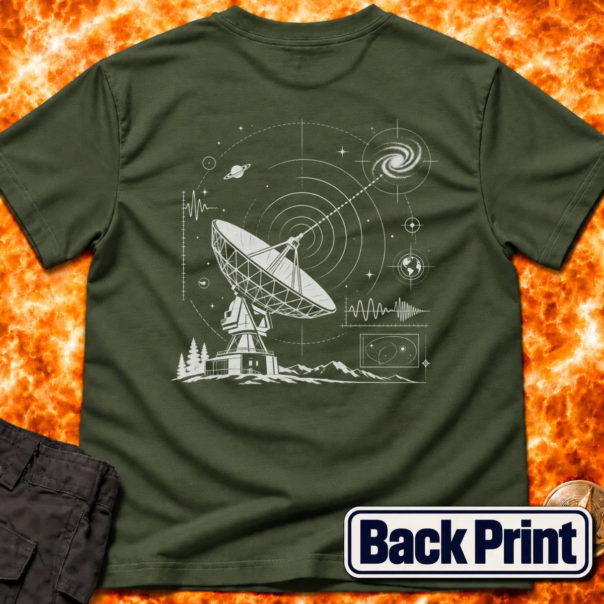 Radio Telescope Signals Back Print T-Shirt product image 1