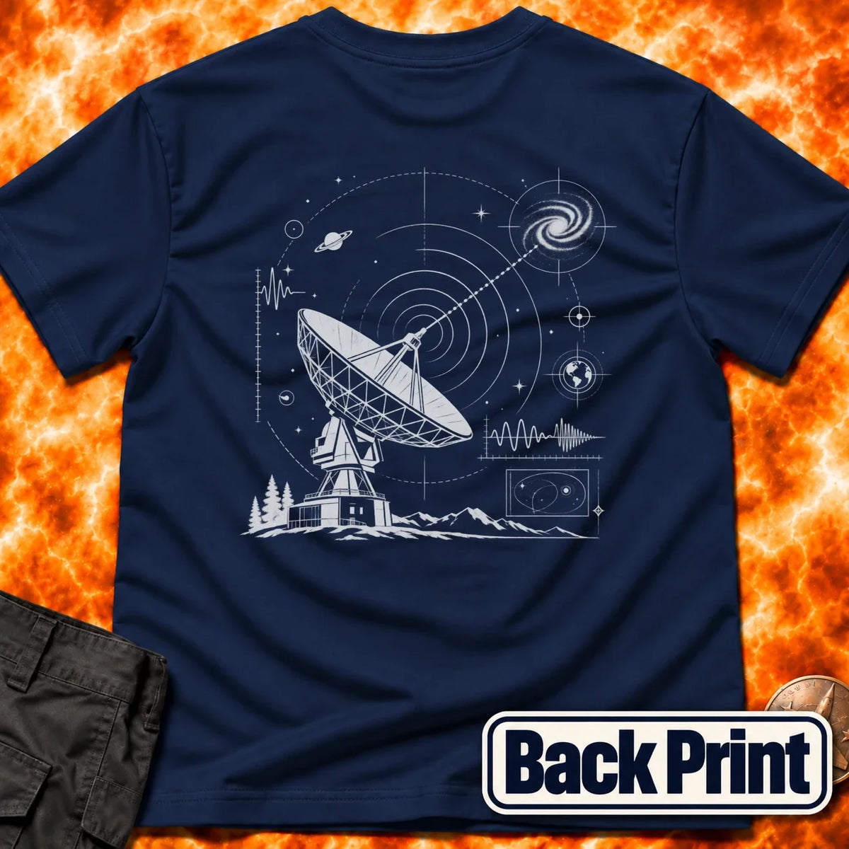 Radio Telescope Signals Back Print T-Shirt product image 2