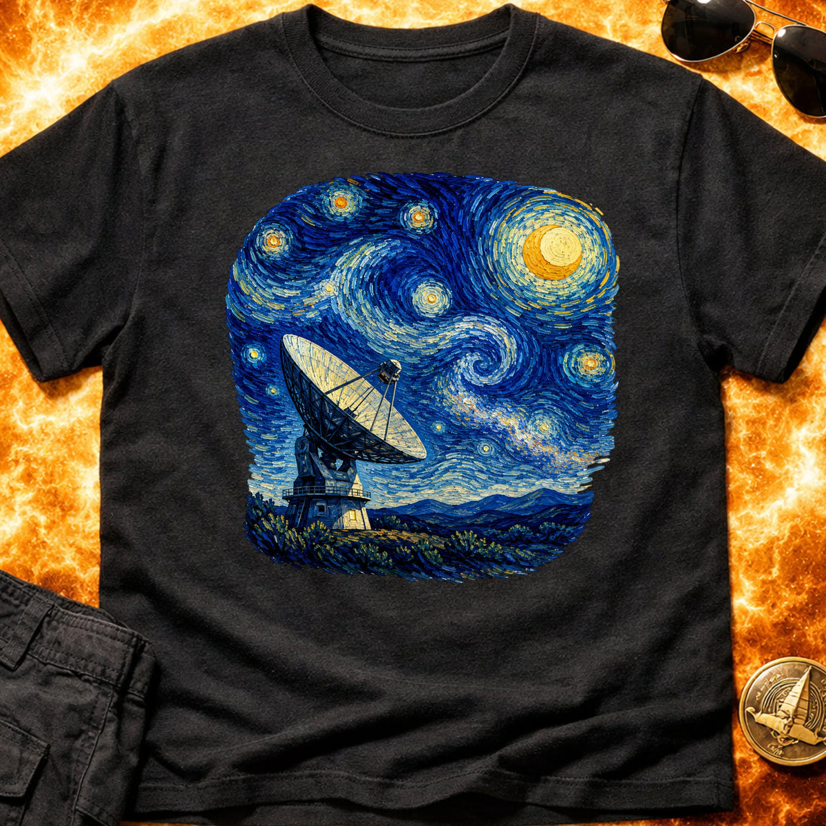 Radio Telescope Under a Living Sky T-Shirt product image 3