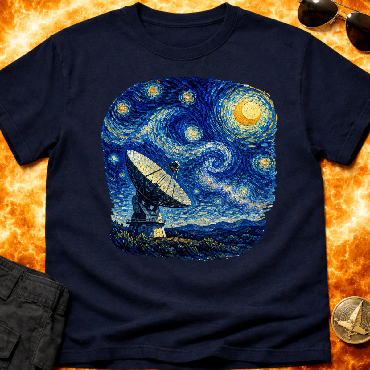 Radio Telescope Under a Living Sky T-Shirt product image 1