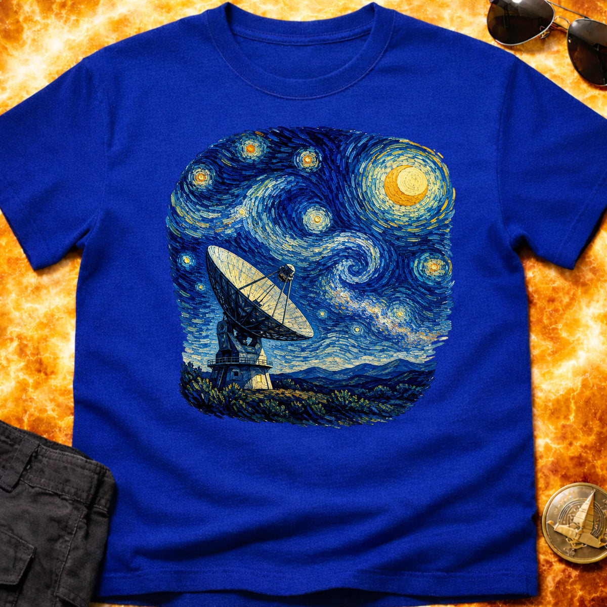 Radio Telescope Under a Living Sky T-Shirt product image 2