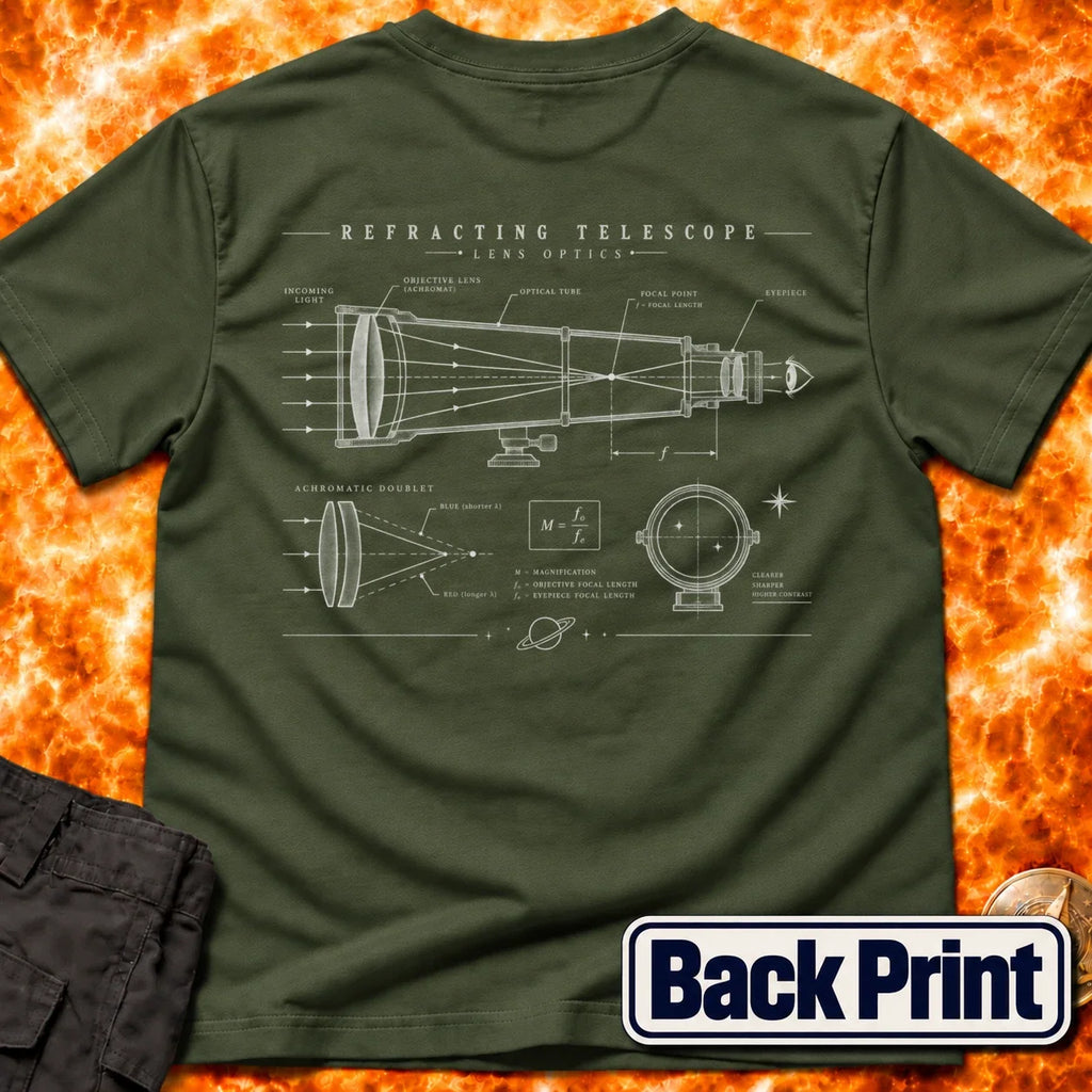 Refracting Telescope Schematic Back Print T-Shirt product image 5