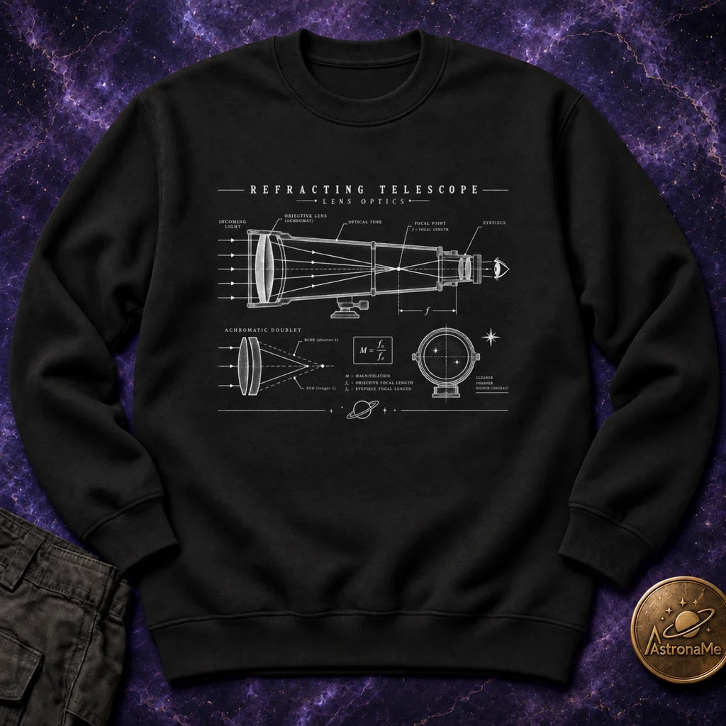 Refracting Telescope Schematic Crewneck Sweatshirt product image 3