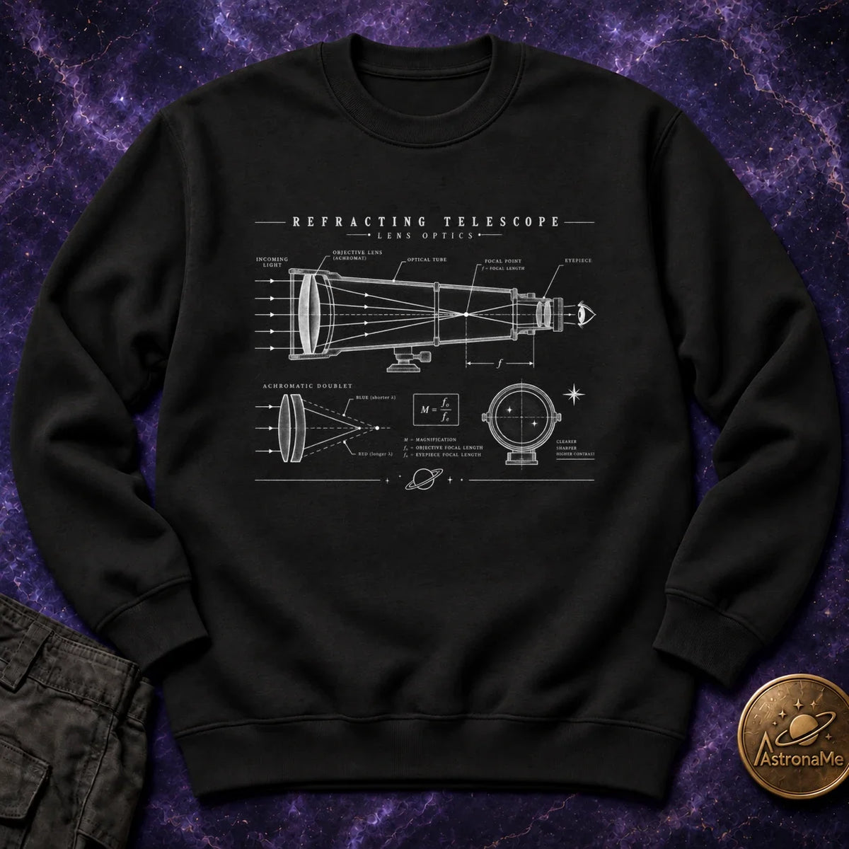 Refracting Telescope Schematic Crewneck Sweatshirt product image 3