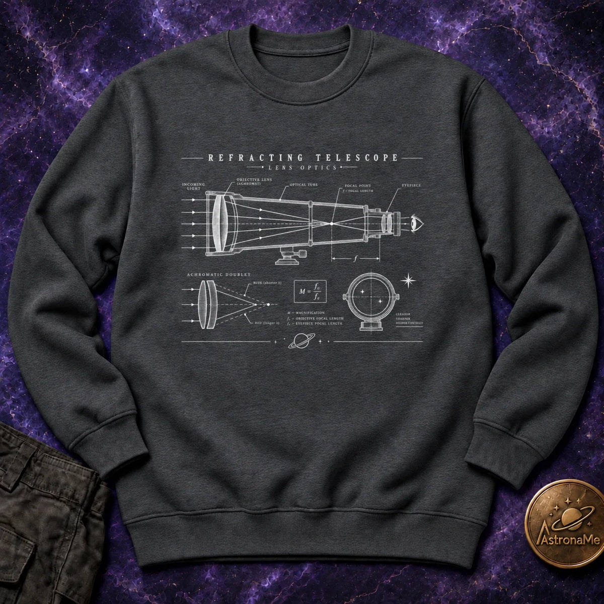 Refracting Telescope Schematic Crewneck Sweatshirt product image 2