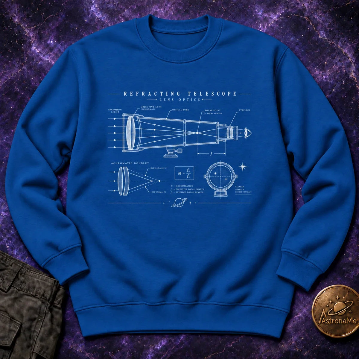 Refracting Telescope Schematic Crewneck Sweatshirt product image 4