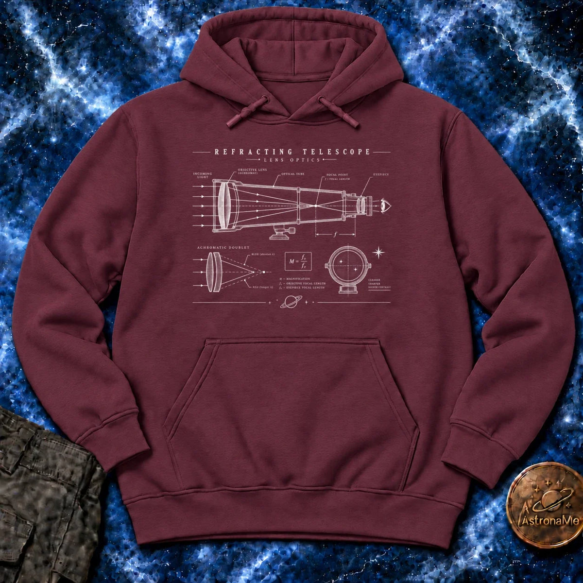 Refracting Telescope Schematic Hoodie product image 3